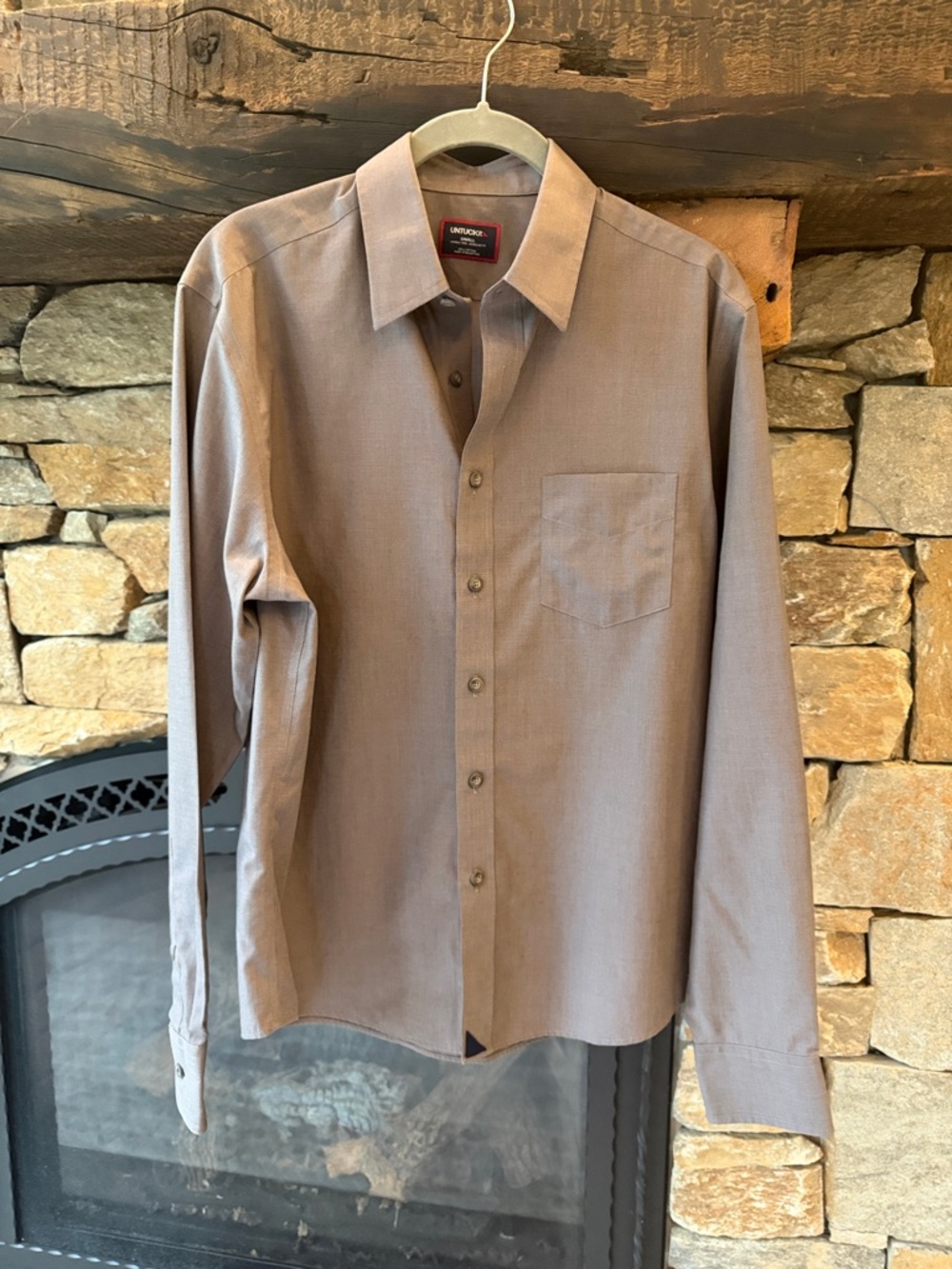 UNTUCKit Men’s Long-Sleeve Button-Up Shirt - Taupe w